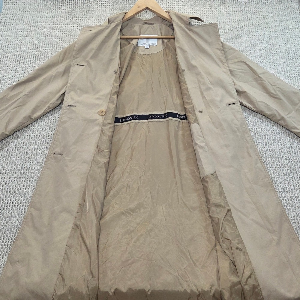 London Fog Trench Coat Womens Size 8 Pet Beige Long Classic Rain Coat * READ‎ - Picture 3 of 8